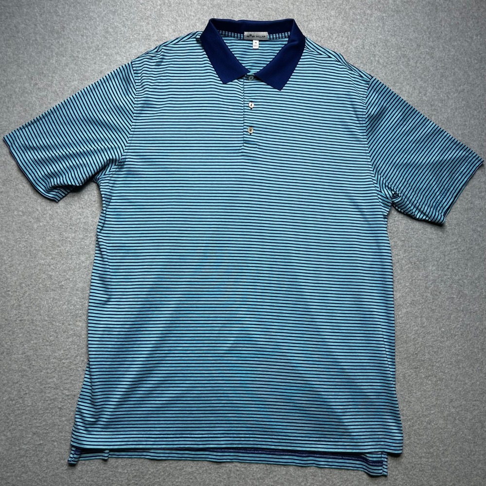 Peter Millar Polo Shirt Mens XL Blue Striped Golf Preppy - Picture 2 of 5